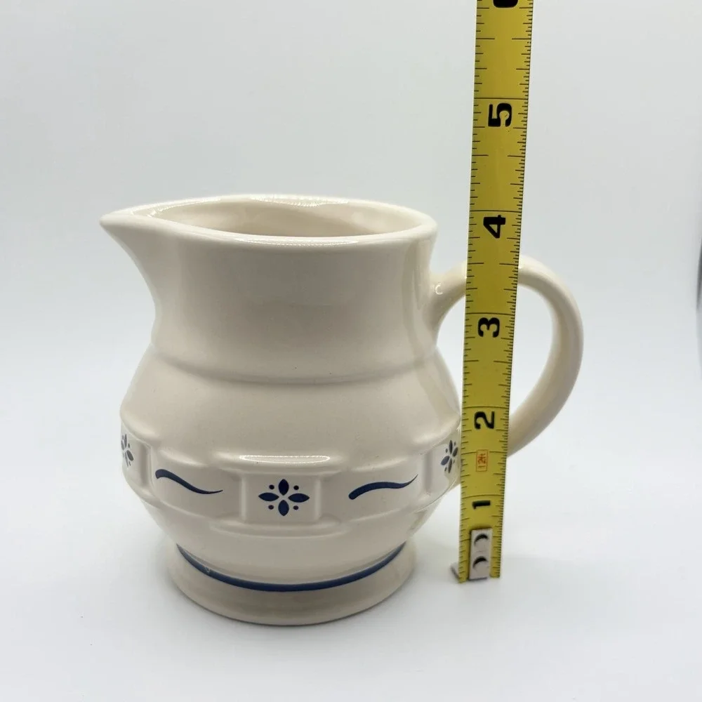 Vintage‎ Longaberger Pottery Woven Traditions Classic Blue Creamer NOS